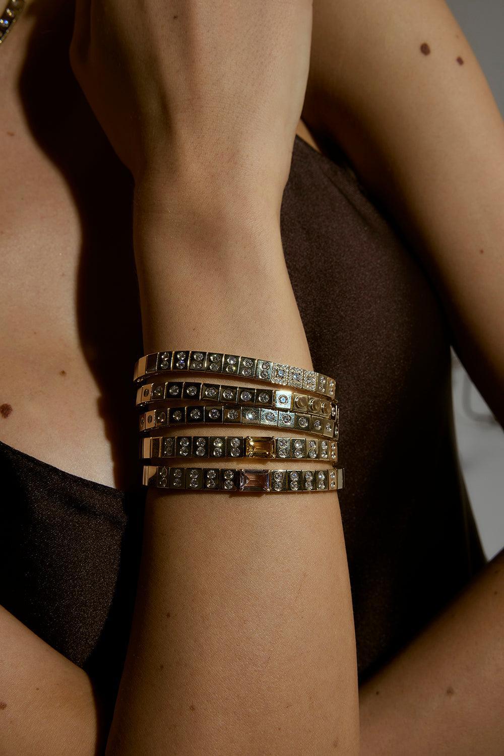 Diamond Leggo Id Tennis Bracelet-YELLOW GOLD-6.75-JEWELRYFINE JEWELBRACELET O-TYPE JEWELRY