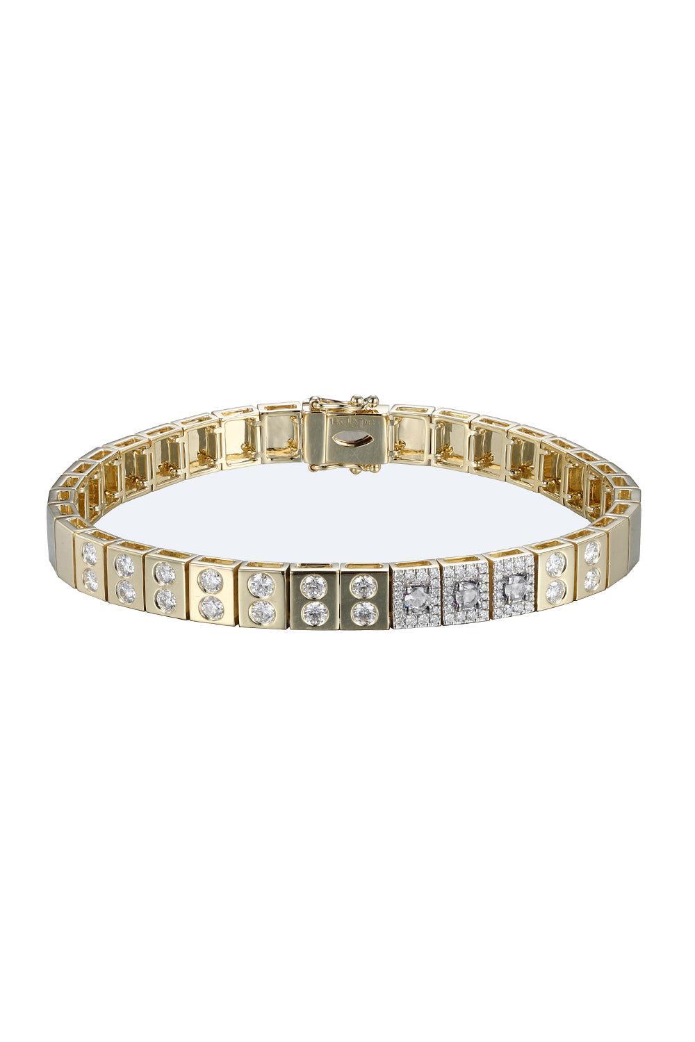 Diamond Leggo Id Tennis Bracelet-YELLOW GOLD-6.75-JEWELRYFINE JEWELBRACELET O-TYPE JEWELRY