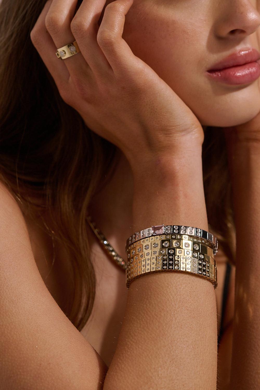 Diamond Leggo Xl Tennis Bracelet-YELLOW GOLD-6.75-JEWELRYFINE JEWELBRACELET O-TYPE JEWELRY