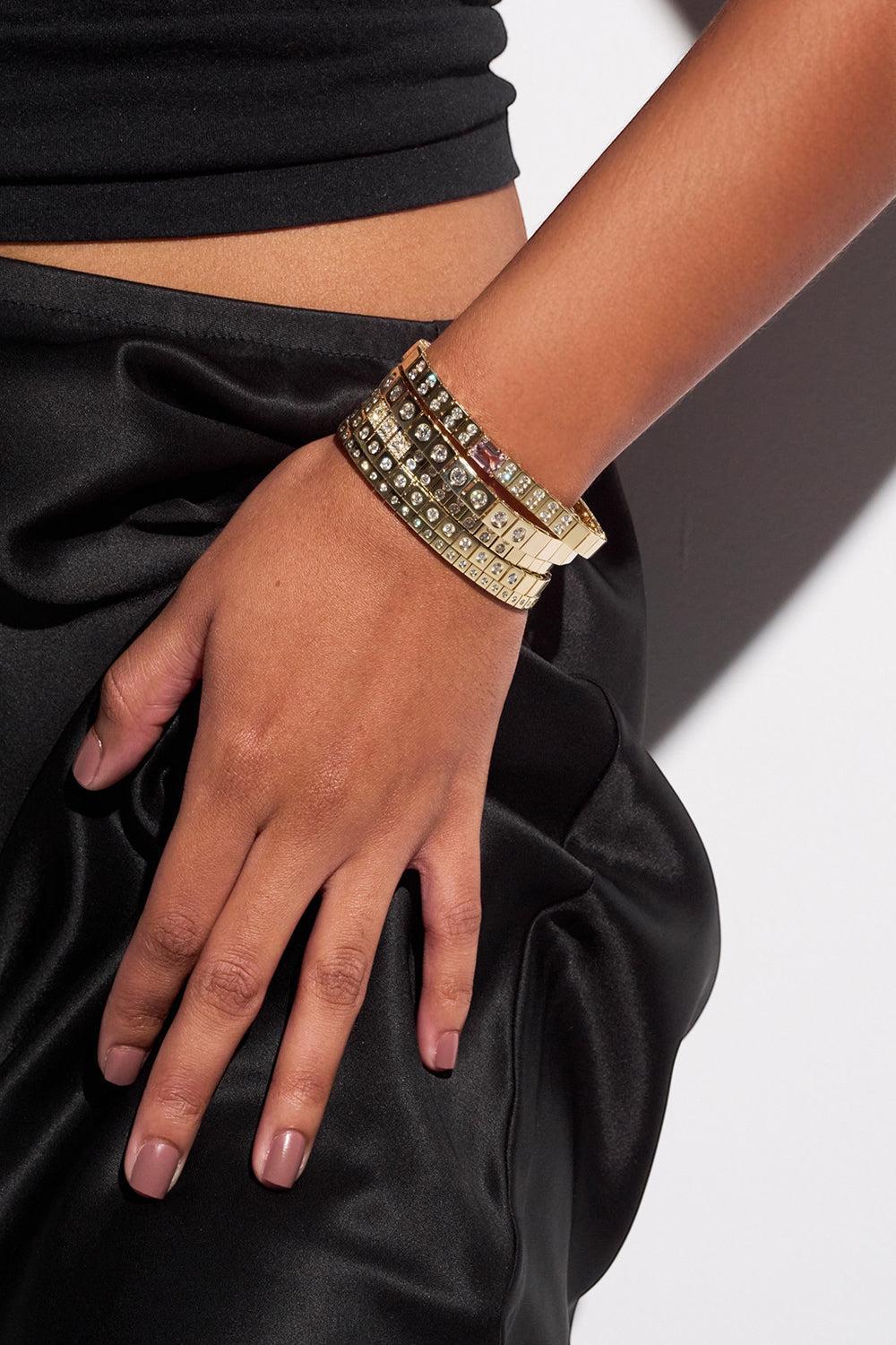 Morganite Diamond Leggo Id Tennis Bracelet-YELLOW GOLD-6.75-JEWELRYFINE JEWELBRACELET O-TYPE JEWELRY