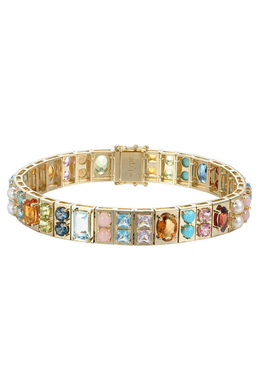 Multistone Leggo Double Bracelet-YELLOW GOLD-6.75-JEWELRYFINE JEWELBRACELET O-TYPE JEWELRY
