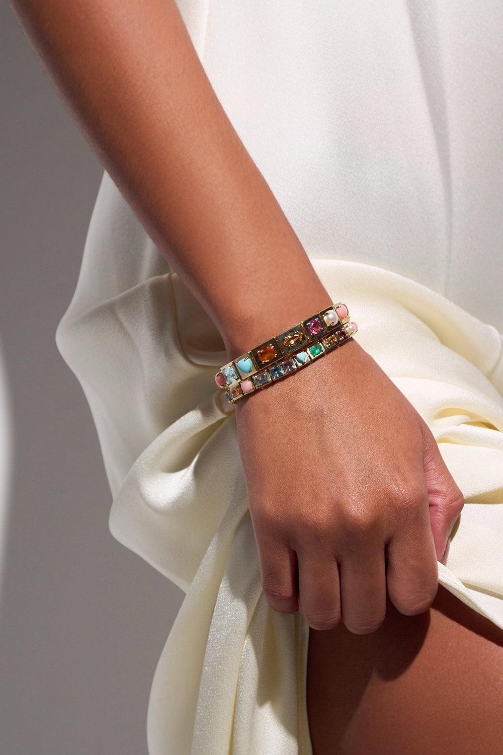 Multistone Leggo Xl Bracelet-YELLOW GOLD-6.75-JEWELRYFINE JEWELBRACELET O-TYPE JEWELRY