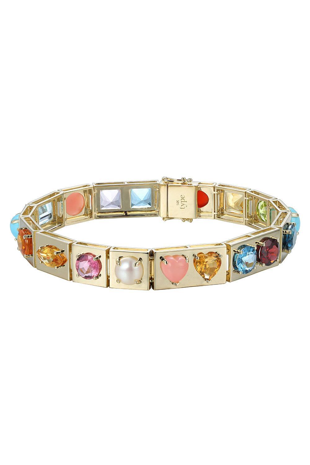 Multistone Leggo Xl Bracelet-YELLOW GOLD-6.75-JEWELRYFINE JEWELBRACELET O-TYPE JEWELRY