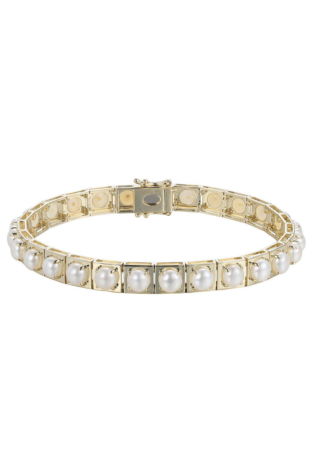 Pearl Leggo Bracelet-YELLOW GOLD-6.75-JEWELRYFINE JEWELBRACELET O-TYPE JEWELRY