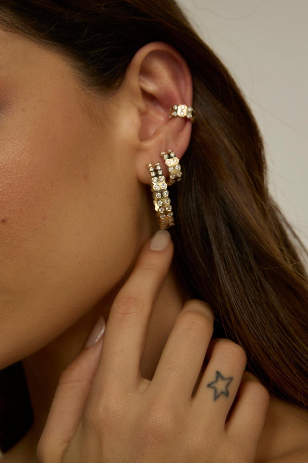 Diamond Leggo 2.0 Diamond Hoop Earrings-YELLOW GOLD-JEWELRYFINE JEWELEARRING-TYPE JEWELRY