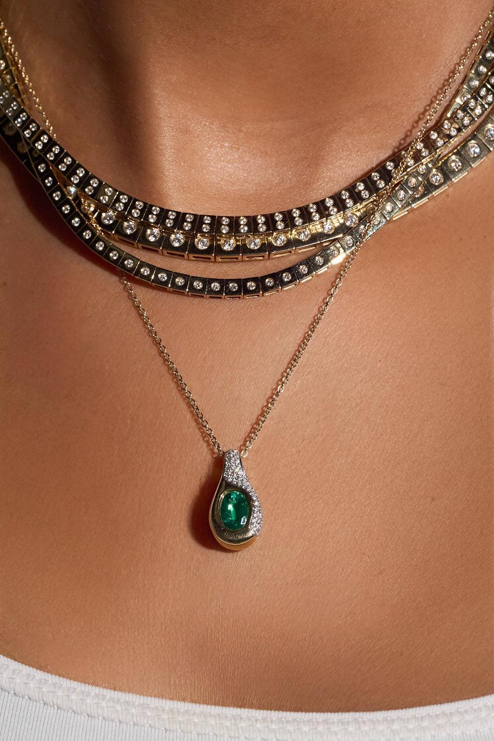 Diamond Leggo Double Tennis Necklace-YELLOW GOLD-JEWELRYFINE JEWELNECKLACE O-TYPE JEWELRY