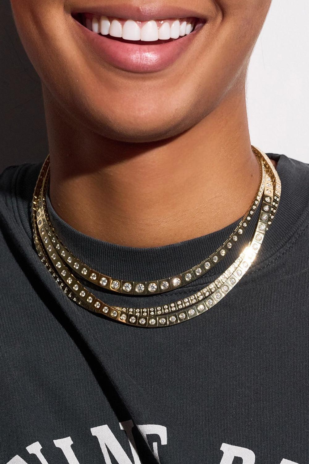 Diamond Leggo Riviere Tennis Necklace-YELLOW GOLD-JEWELRYFINE JEWELNECKLACE O-TYPE JEWELRY