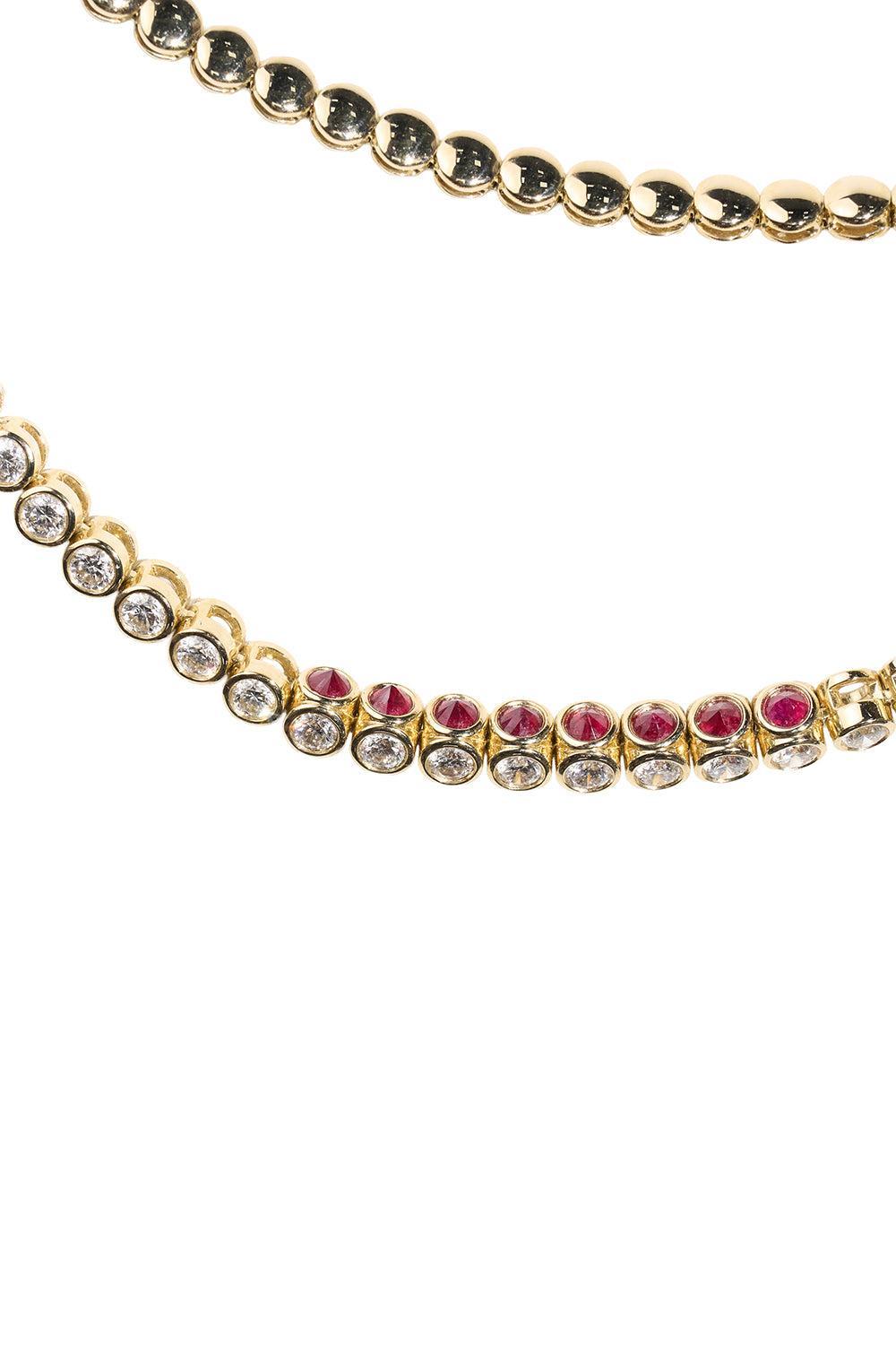 Diamond Ruby Tubbo Sideway Tennis Necklace-YELLOW GOLD-JEWELRYFINE JEWELNECKLACE O-TYPE JEWELRY