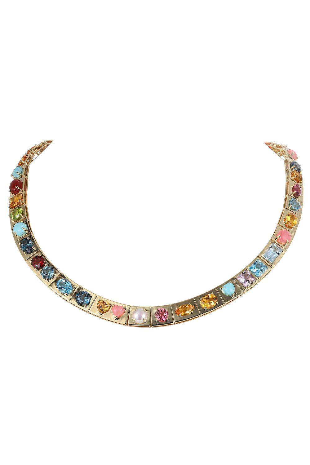 Multistones Leggo Xl Necklace-YELLOW GOLD-JEWELRYFINE JEWELNECKLACE O-TYPE JEWELRY