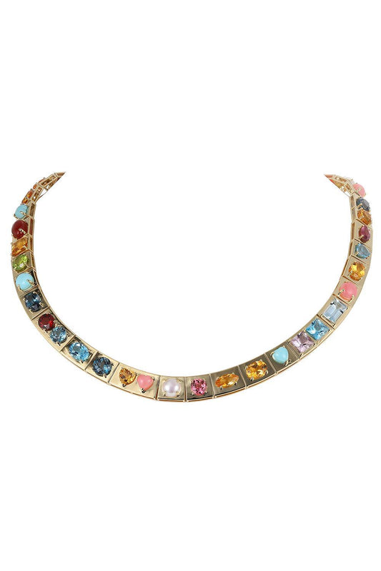 Multistones Leggo Xl Necklace-YELLOW GOLD-JEWELRYFINE JEWELNECKLACE O-TYPE JEWELRY