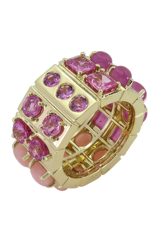 Pink Sapphire Spin Cigar Band Ring-YELLOW GOLD-6.5-JEWELRYFINE JEWELRING-TYPE JEWELRY