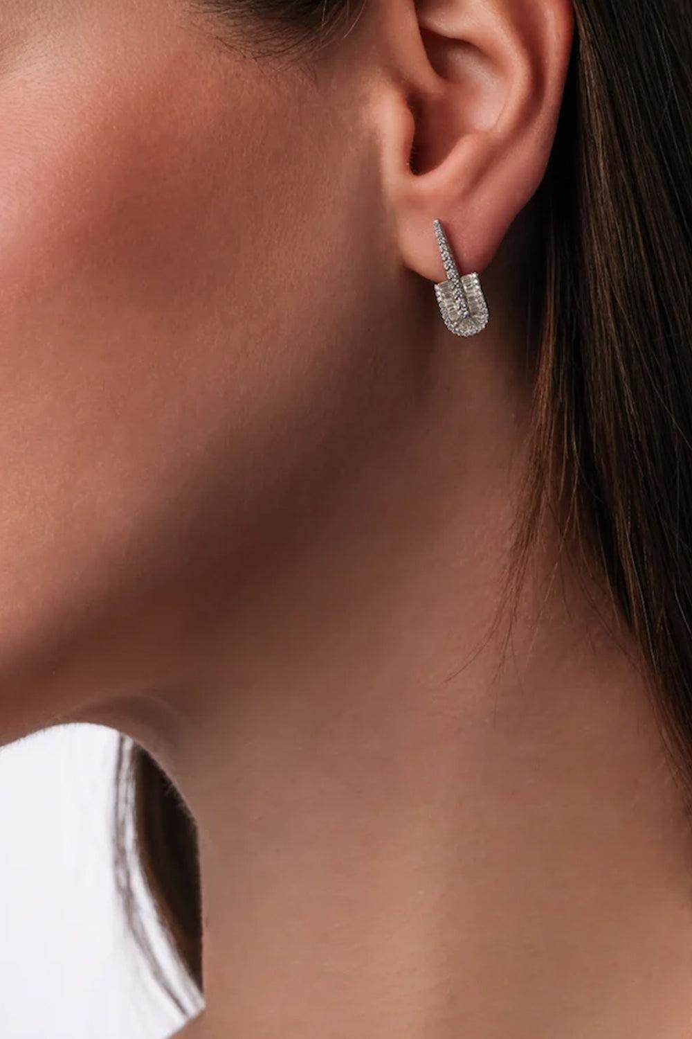 Diamond Baguette U Drop Earrings - Yellow Gold-YELLOW GOLD-JEWELRYFINE JEWELEARRING-U LOS ANGELES