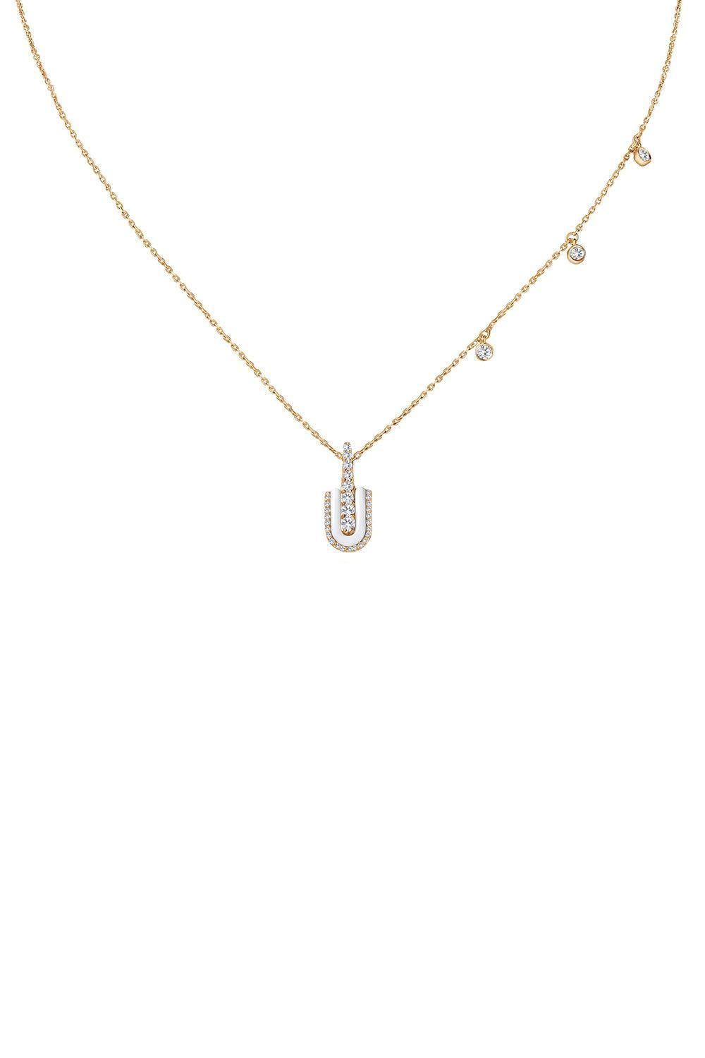 Diamond White U Solo Charm Necklace-ROSE GOLD-JEWELRYFINE JEWELNECKLACE O-U LOS ANGELES