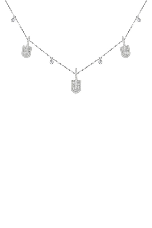 Diamond Baguette U Trio Charm Necklace-WHITE GOLD-JEWELRYFINE JEWELNECKLACE O-U LOS ANGELES