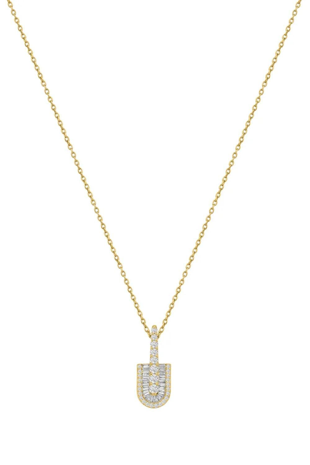 Diamond Baguette U Solo Charm Necklace - Yellow Gold-YELLOW GOLD-JEWELRYFINE JEWELNECKLACE O-U LOS ANGELES
