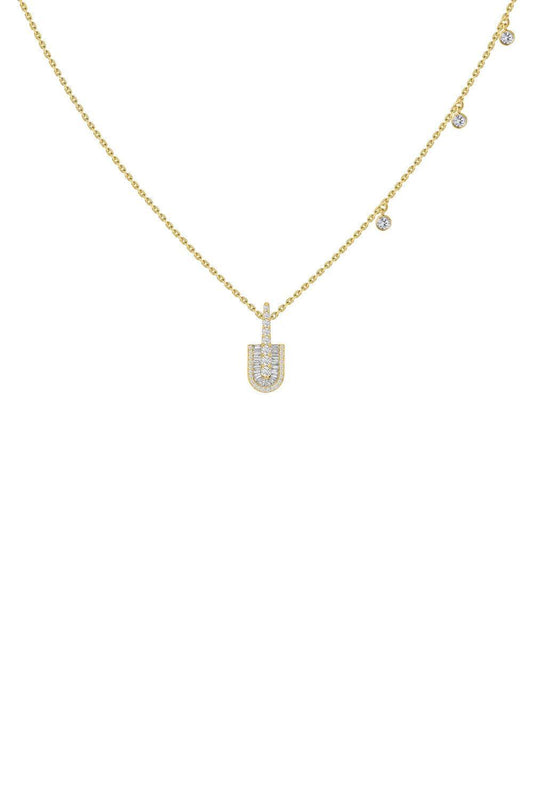 Diamond Baguette U Solo Three Charm Necklace - Yellow Gold-YELLOW GOLD-JEWELRYFINE JEWELNECKLACE O-U LOS ANGELES