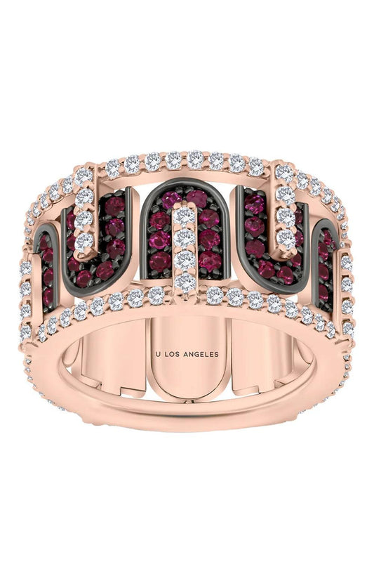 Diamond Ruby U Band Ring-ROSE GOLD-5.5-JEWELRYFINE JEWELRING-U LOS ANGELES