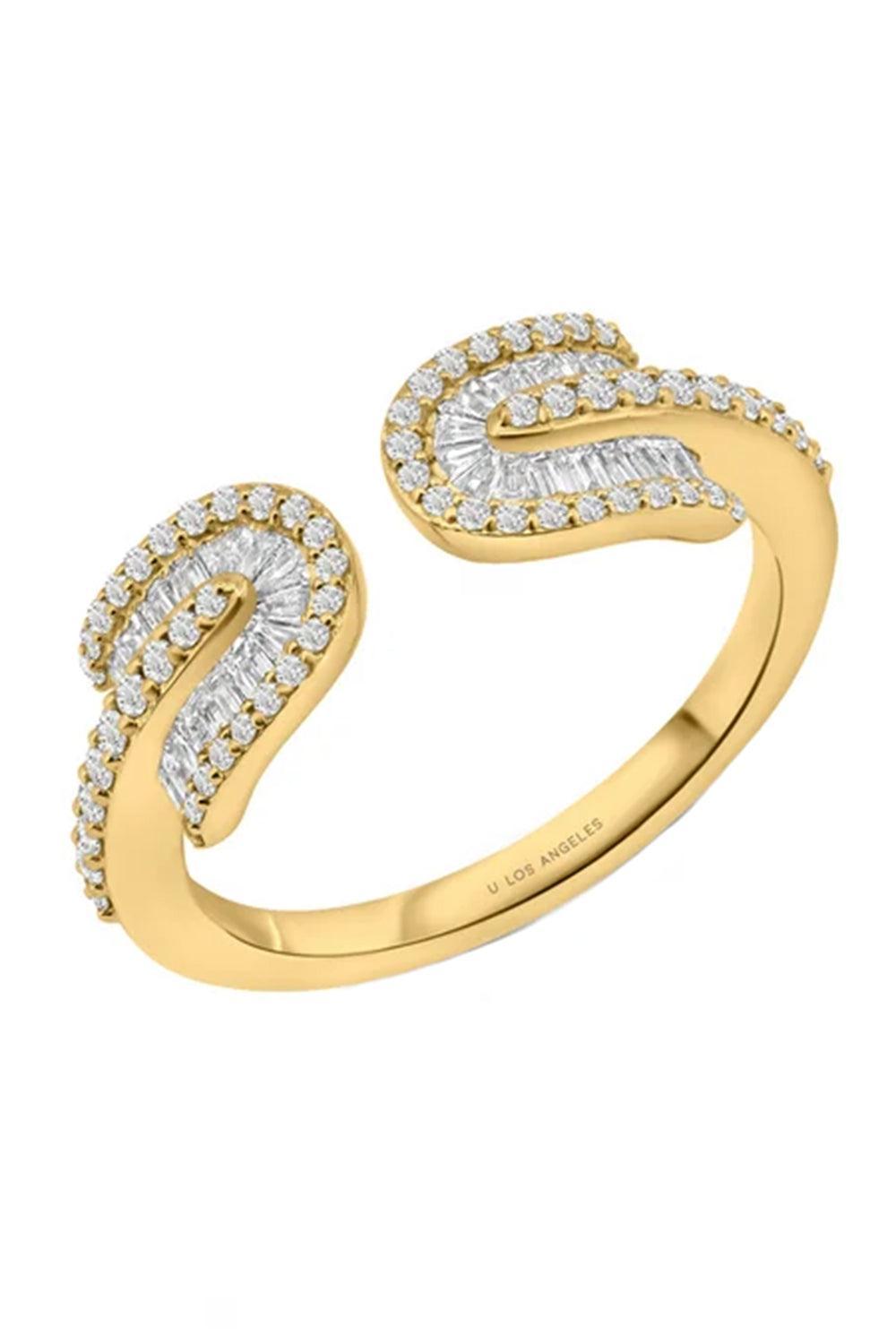 Diamond Baguette U Duo Open Ring-YELLOW GOLD-6-JEWELRYFINE JEWELRING-U LOS ANGELES