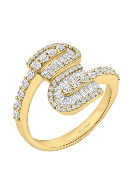 Diamond Baguette U Duo Maxi Ring - Yellow Gold-YELLOW GOLD-6.5-JEWELRYFINE JEWELRING-U LOS ANGELES