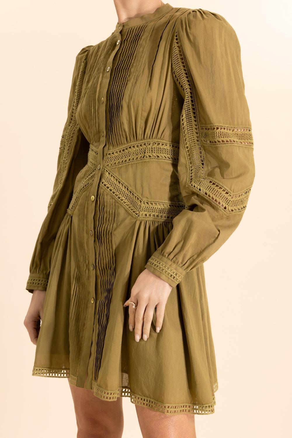 Elysia Cotton Mini Dress-GREEN-0-CLOTHINGDRESSCASUAL-ULLA JOHNSON