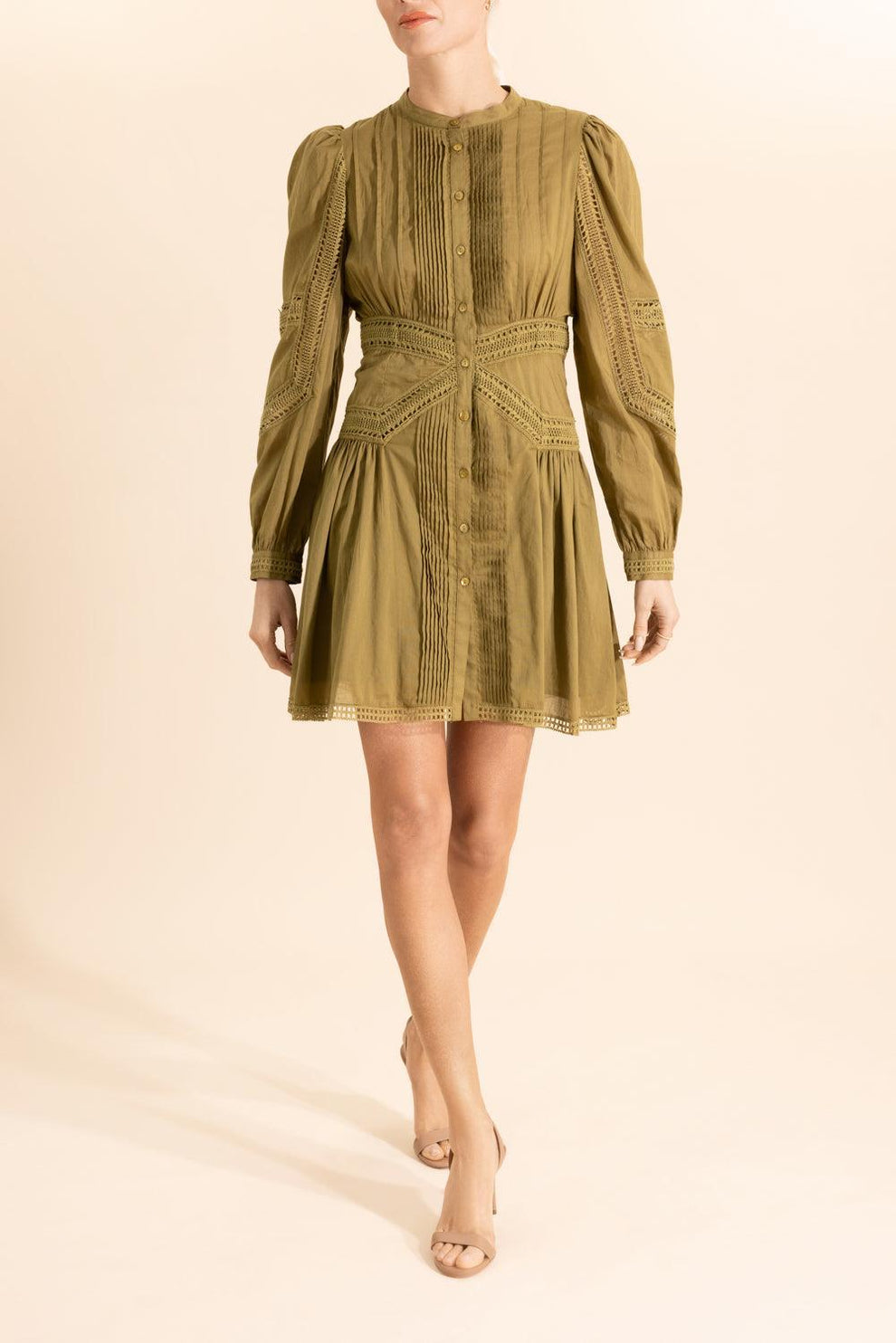 elysia mini dress Ulla Johnson | Women's Cotton in Yellow Green Lace Long Sleeve Size 8 Size:M (8/9) Trumpet/Mermaid Off-the-Shoulder Court Train 45% Viscose Imported PRIDE