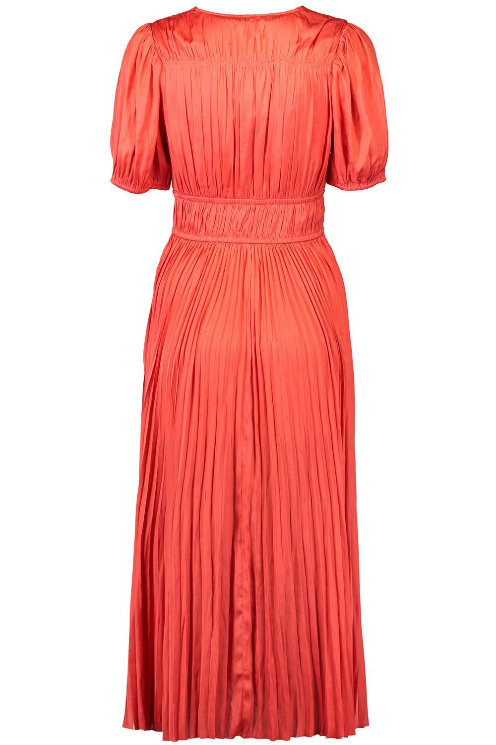 Audra Puff Sleeve Dress - Coral-ORANGE-0-CLOTHINGDRESSCASUAL-ULLA JOHNSON
