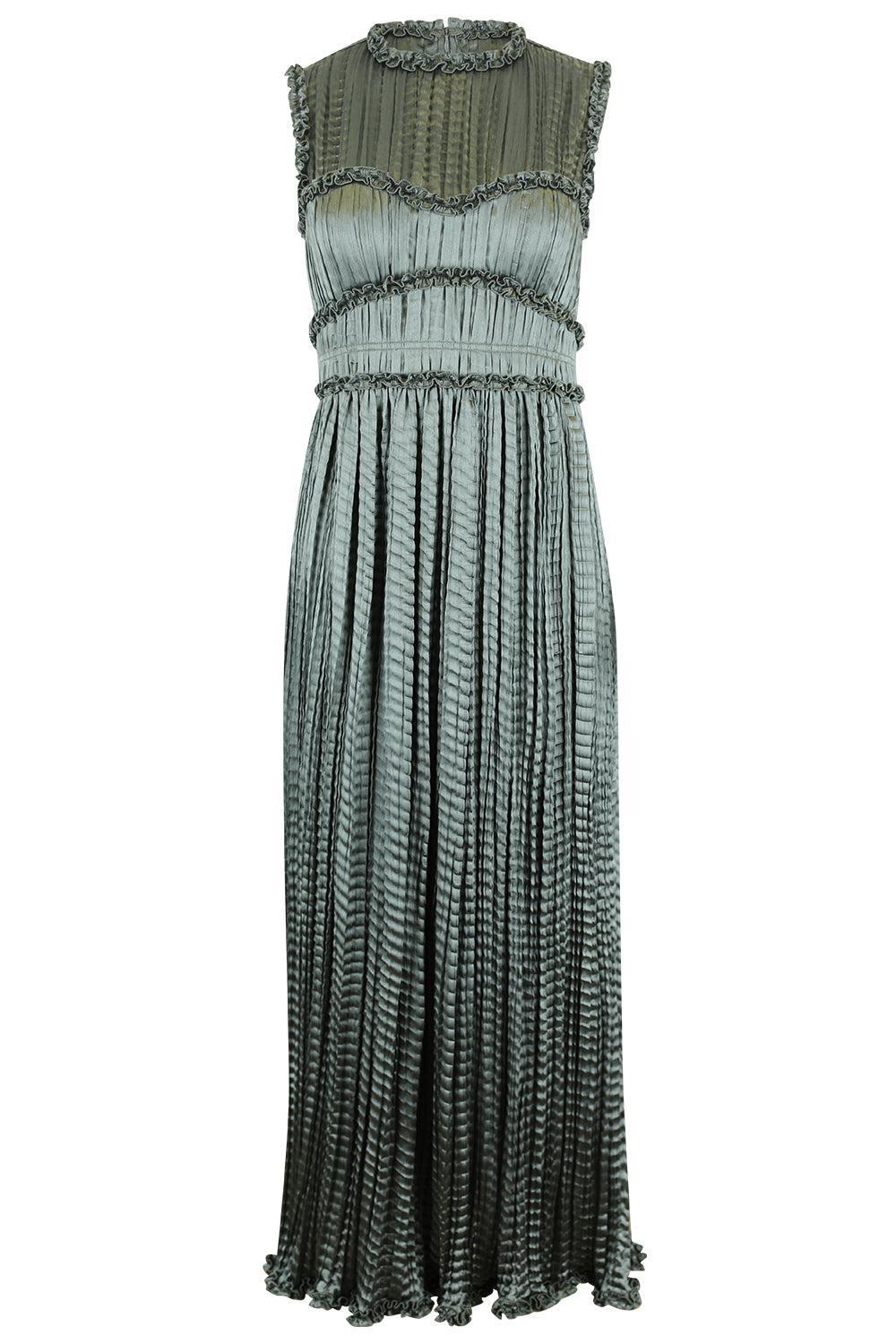 Amaya Sleeveless Pleated Dress-GREEN-4-CLOTHINGDRESSCOCKTAIL-ULLA JOHNSON