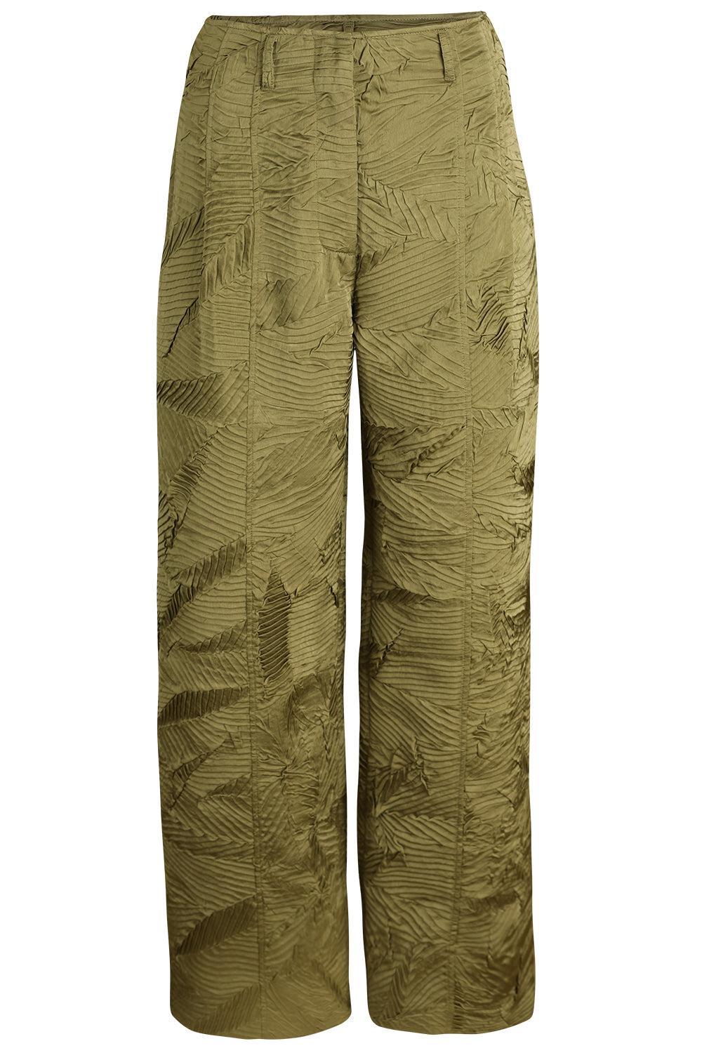 Carine Satin Pant-GREEN-2-CLOTHINGPANTWIDE LEG-ULLA JOHNSON