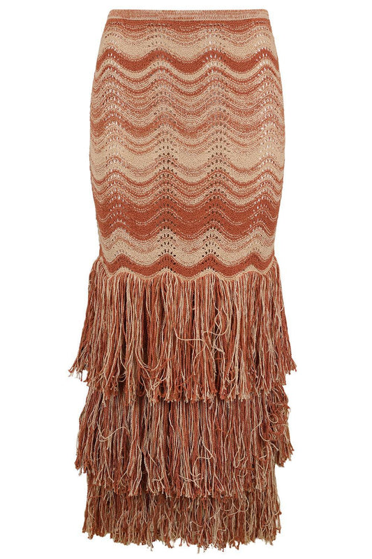 Evelina Skirt - Terracotta Rose-NOVELTY-P-CLOTHINGSKIRTMIDI-ULLA JOHNSON