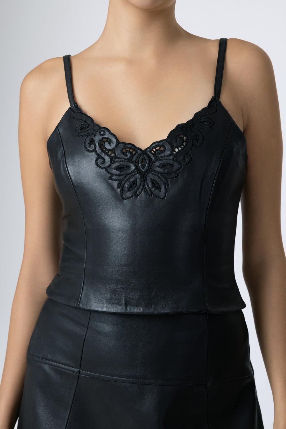 Nadia Leather Tank Top-BLACK-4-CLOTHINGTOPBLOUSE-ULLA JOHNSON