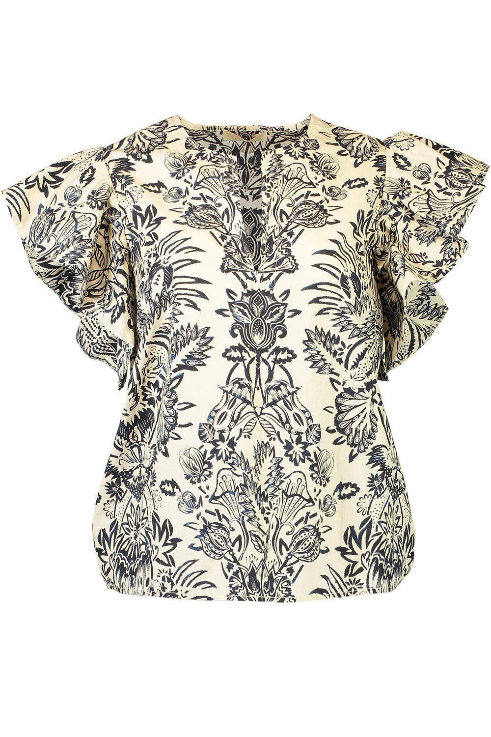 Severine Flutter Sleeve Top-CREAM-0-CLOTHINGTOPBLOUSE-ULLA JOHNSON