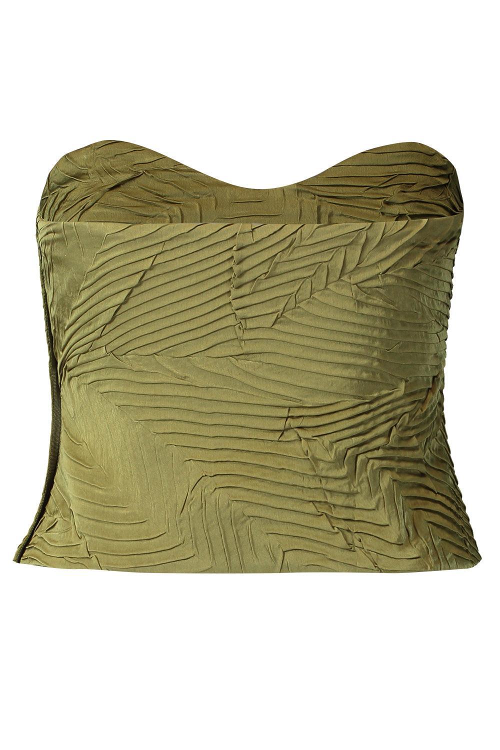 Heleen Satin Bustier Top-GREEN-2-CLOTHINGTOPBLOUSE-ULLA JOHNSON
