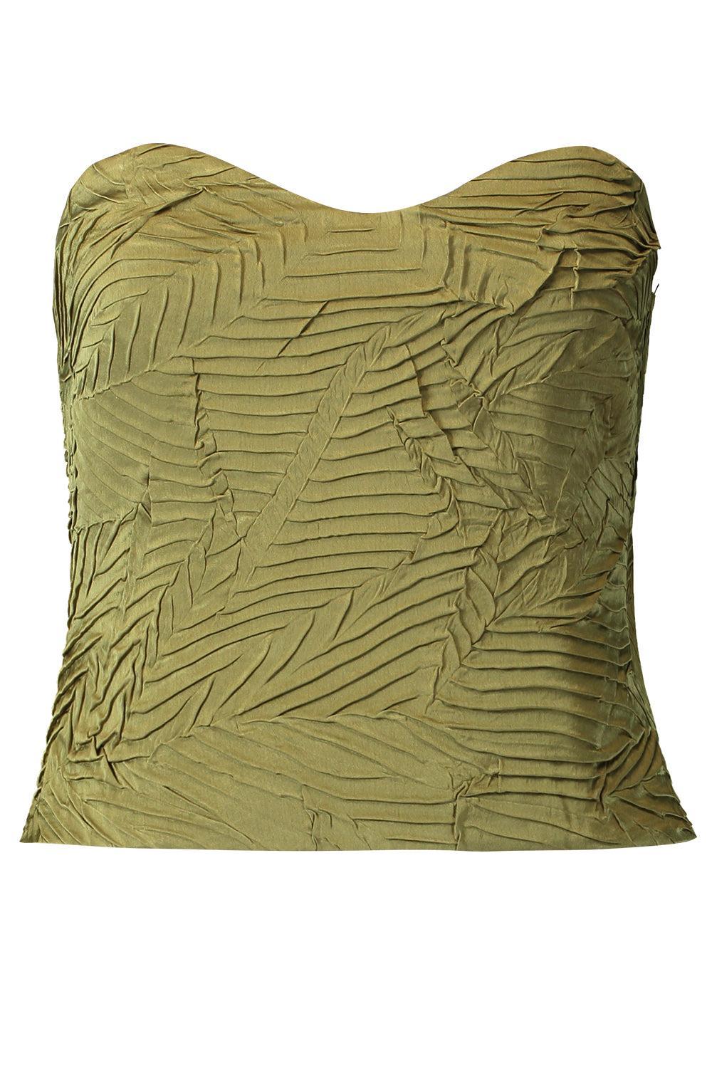 Heleen Satin Bustier Top-GREEN-2-CLOTHINGTOPBLOUSE-ULLA JOHNSON
