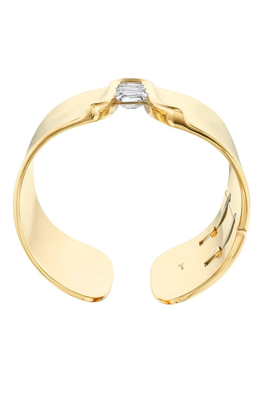 Diamond Emerald Cut Shield Bracelet-YELLOW GOLD-16-JEWELRYFINE JEWELBRACELET O-UNIFORM OBJECT
