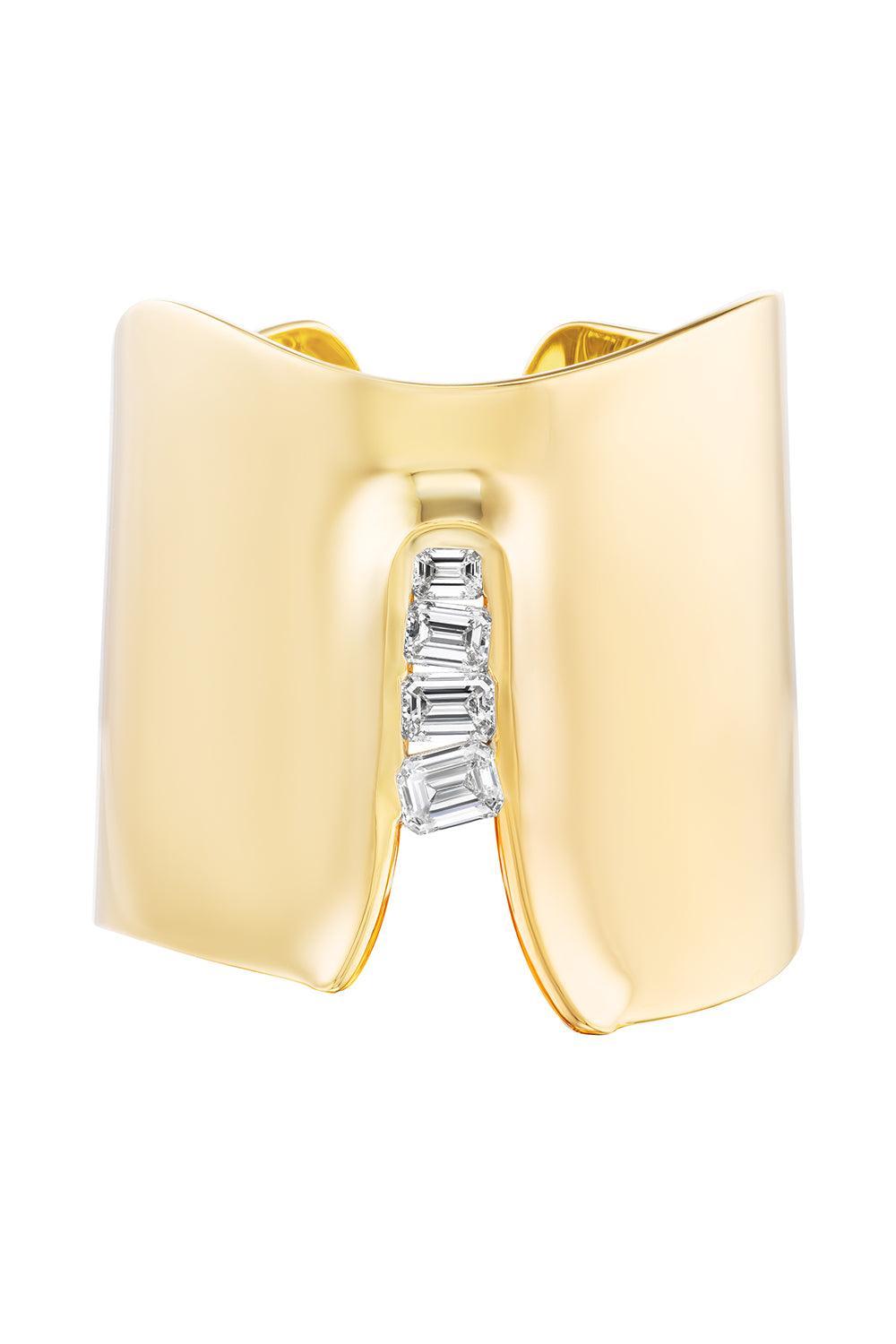 Diamond Emerald Cut Shield Bracelet-YELLOW GOLD-16-JEWELRYFINE JEWELBRACELET O-UNIFORM OBJECT