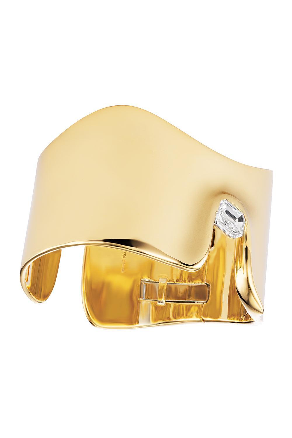 Diamond Shield Cuff Bracelet-YELLOW GOLD-JEWELRYFINE JEWELBRACELET O-UNIFORM OBJECT