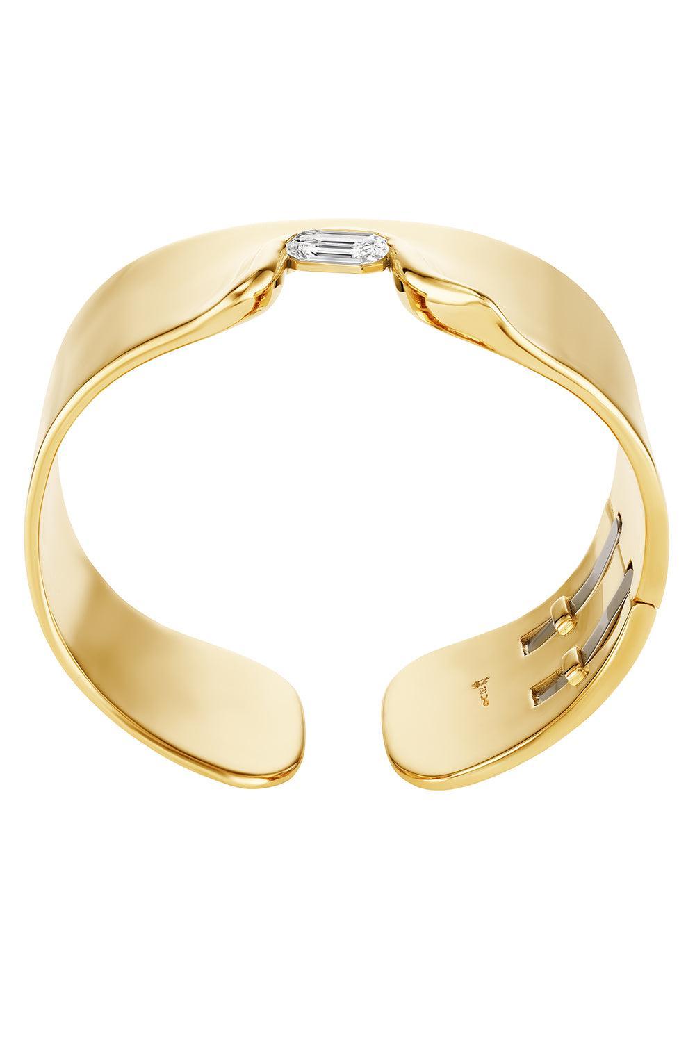 Diamond Shield Cuff Bracelet-YELLOW GOLD-JEWELRYFINE JEWELBRACELET O-UNIFORM OBJECT