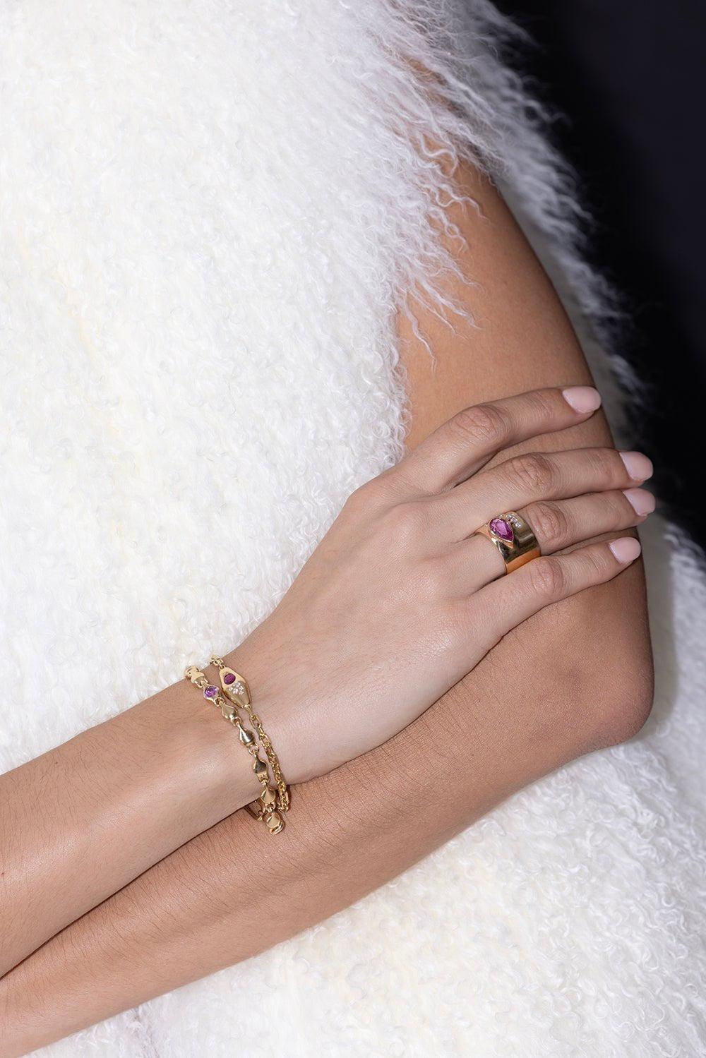 UNIFORM OBJECT-Pink Sapphire Reflection Bracelet-YELLOW GOLD