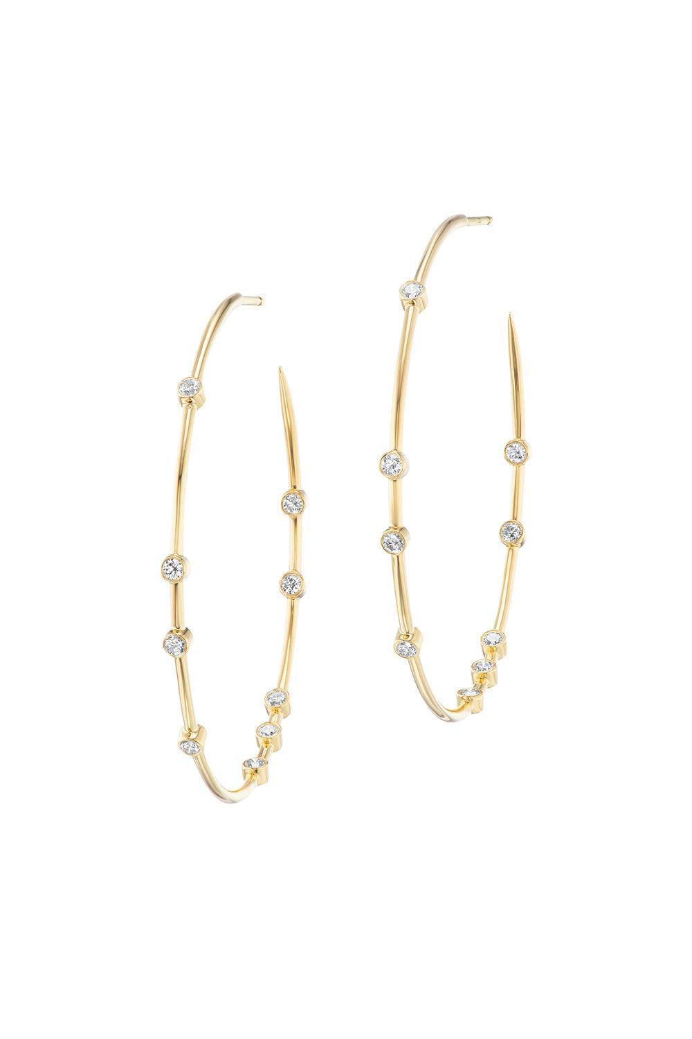 Diamond Float Hoop Earrings-YELLOW GOLD-JEWELRYFINE JEWELEARRING-UNIFORM OBJECT