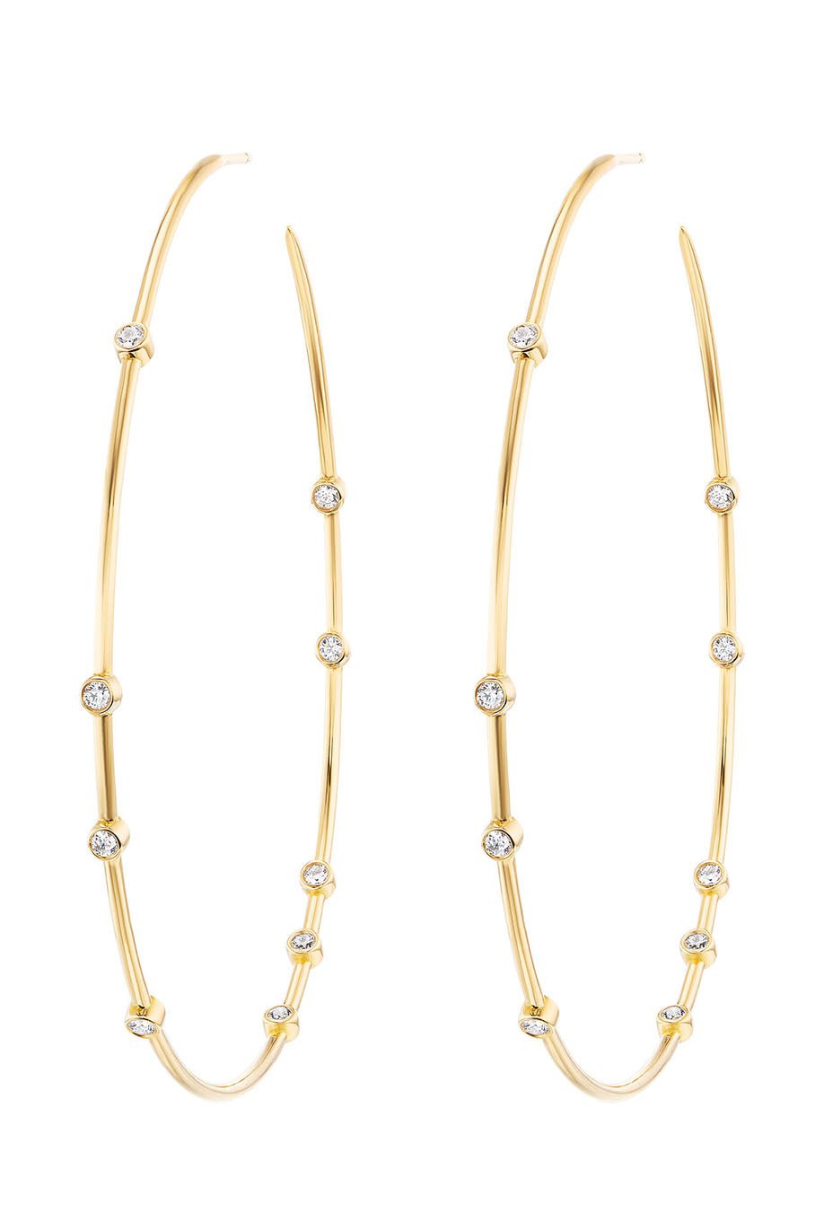 UNIFORM OBJECT-Diamond Floating Hoops-YELLOW GOLD