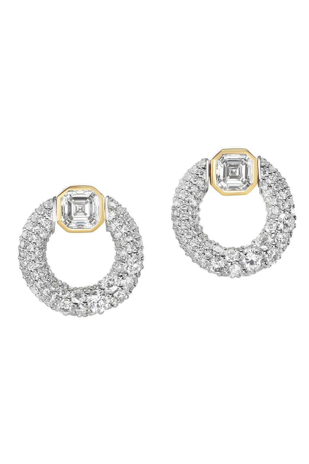 Diamond Knocker Earrings-YELLOW GOLD-JEWELRYFINE JEWELEARRING-UNIFORM OBJECT