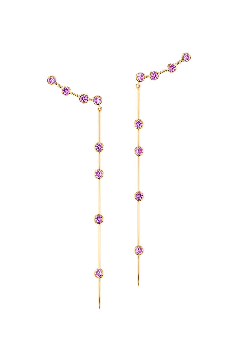 UNIFORM OBJECT-Climber Pink Stick Earrings-YELLOW GOLD