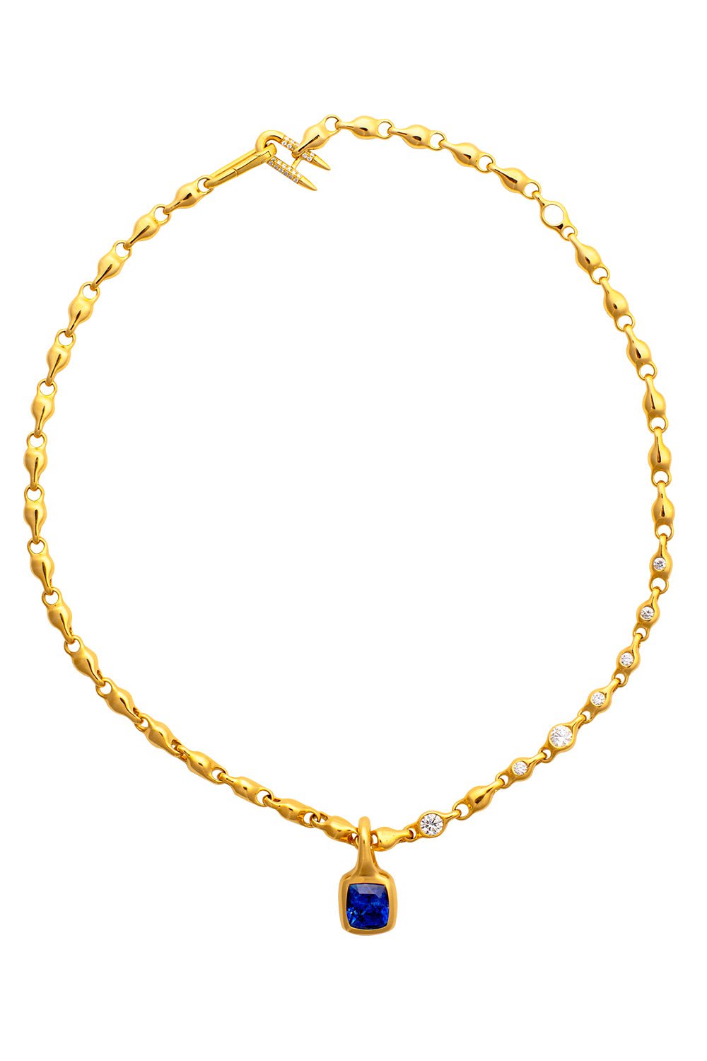 UNIFORM OBJECT-Blue Sapphire Reflection Chain + Carriage-YELLOW GOLD