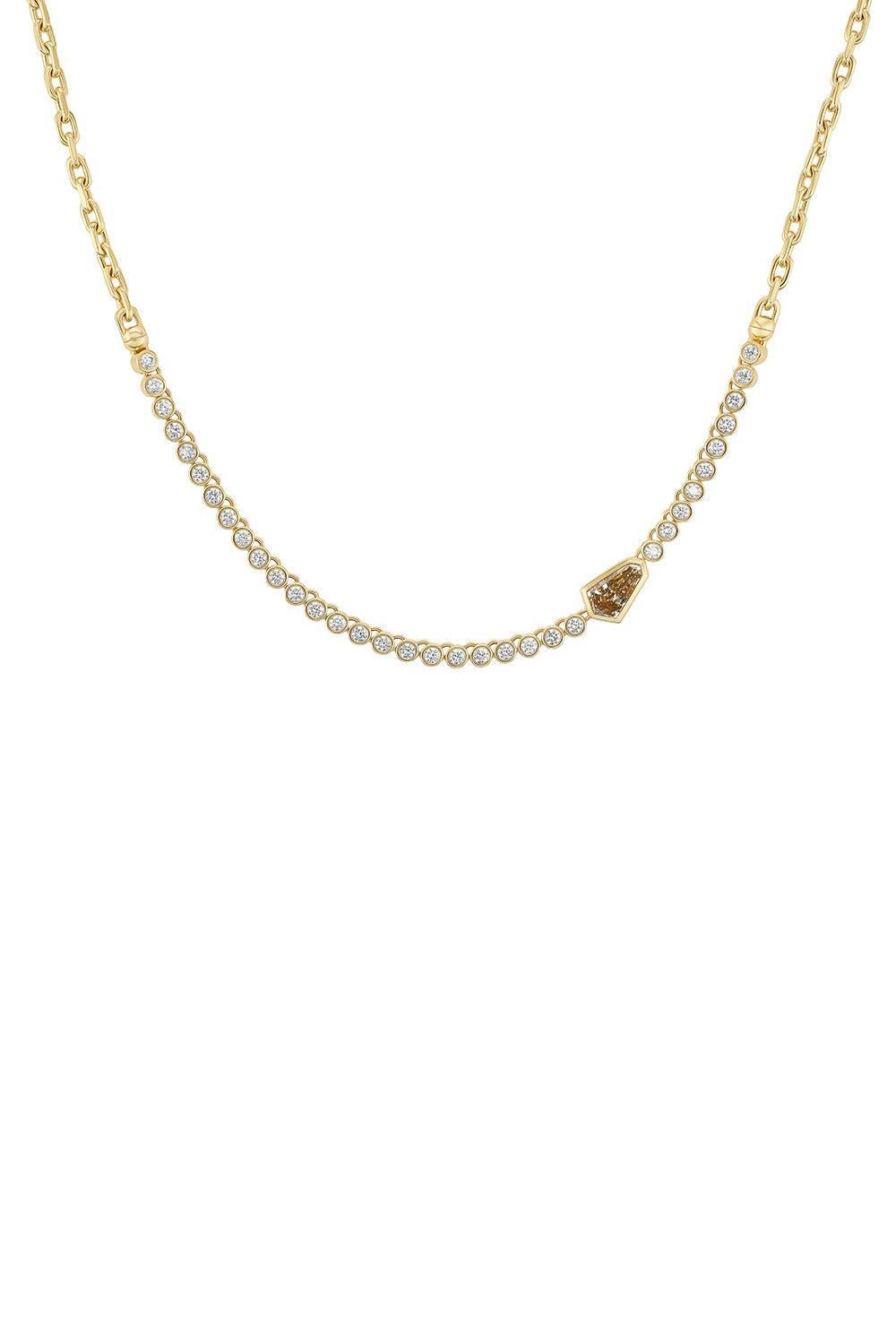 Diamond Champagne Tennis Necklace-YELLOW GOLD-JEWELRYFINE JEWELNECKLACE O-UNIFORM OBJECT