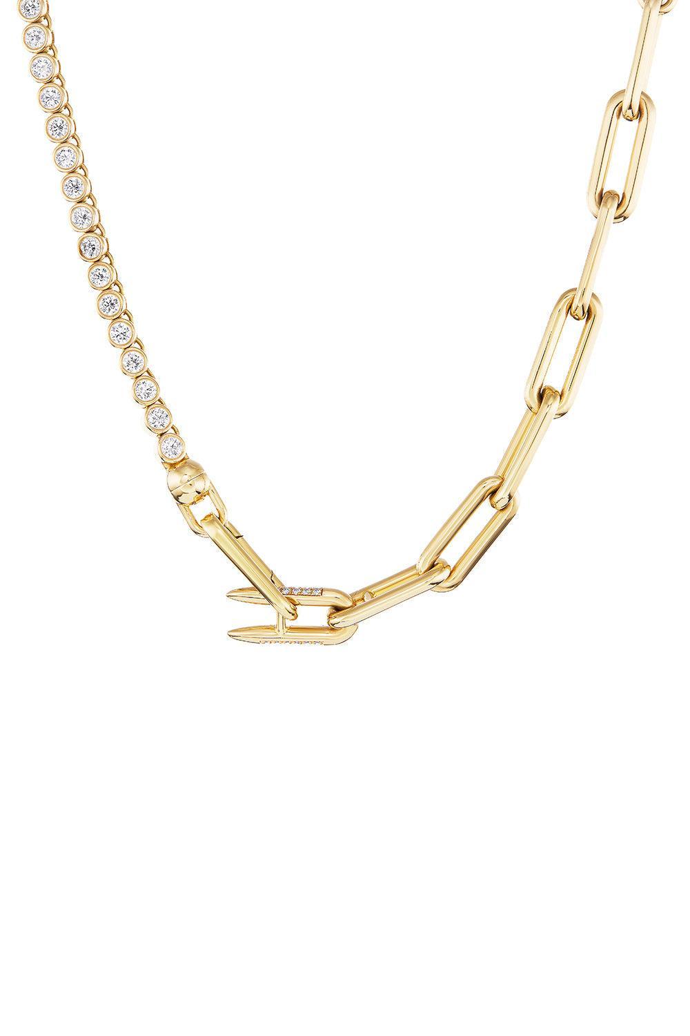 Diamond Tennis Necklace-YELLOW GOLD-JEWELRYFINE JEWELNECKLACE O-UNIFORM OBJECT