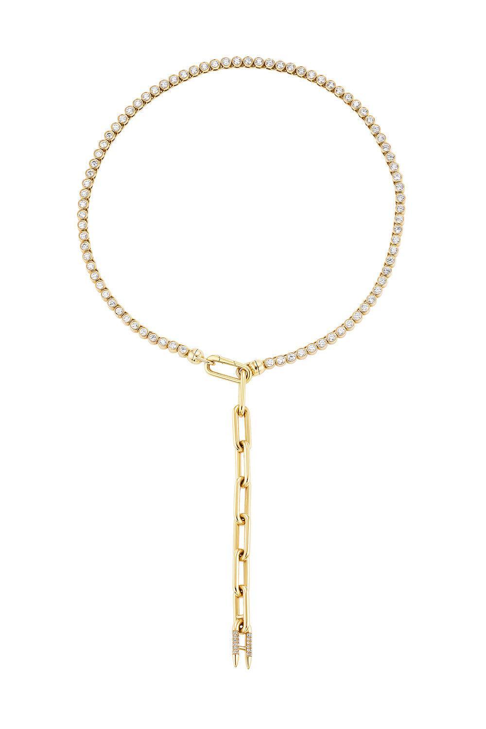 Diamond Tennis Necklace-YELLOW GOLD-JEWELRYFINE JEWELNECKLACE O-UNIFORM OBJECT