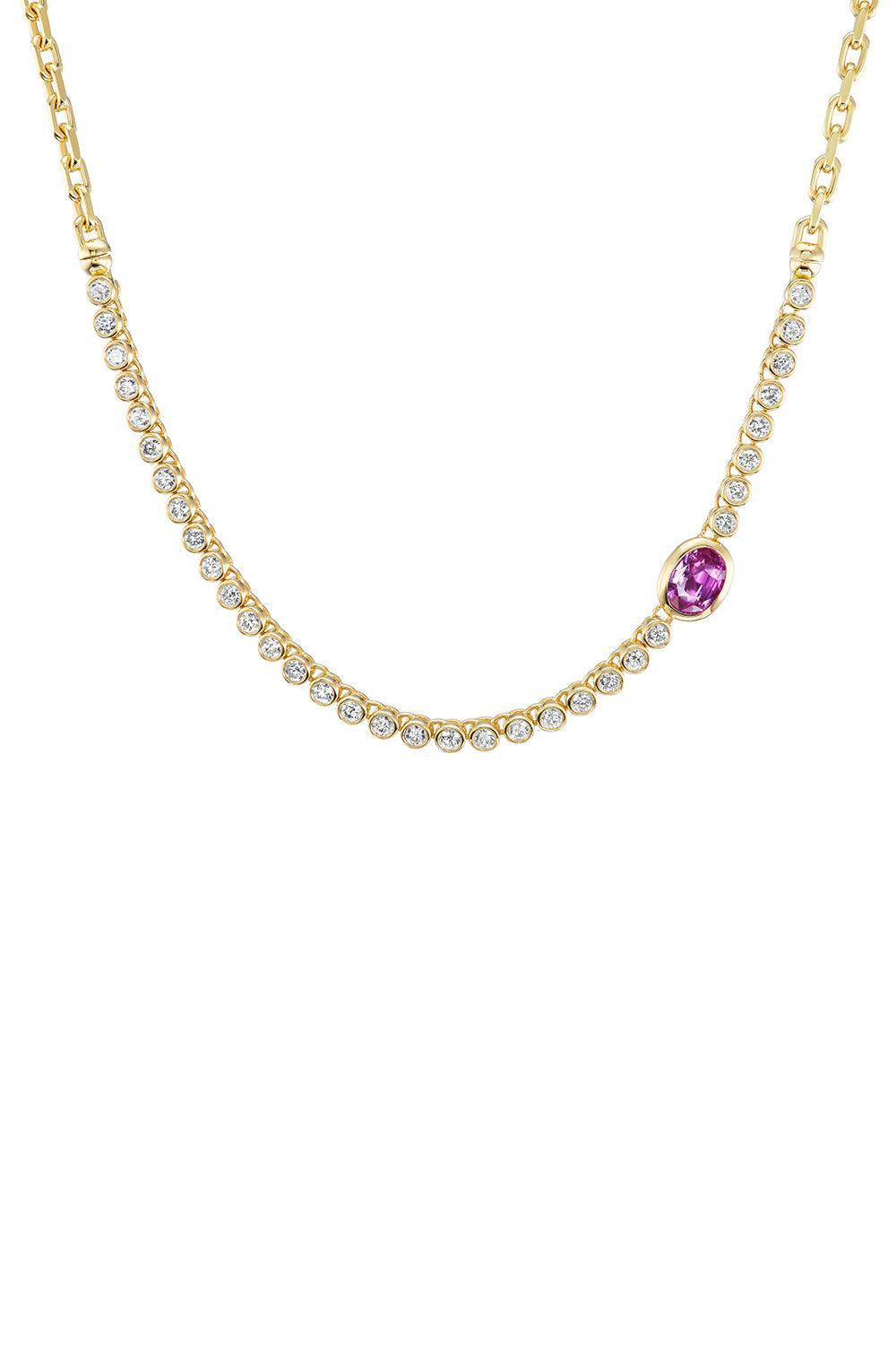 Pink Sapphire Vessel Tennis Necklace-YELLOW GOLD-JEWELRYFINE JEWELNECKLACE O-UNIFORM OBJECT