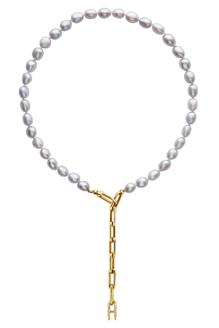 UNIFORM OBJECT-Smoke Pearl Diamond Necklace-YELLOW GOLD