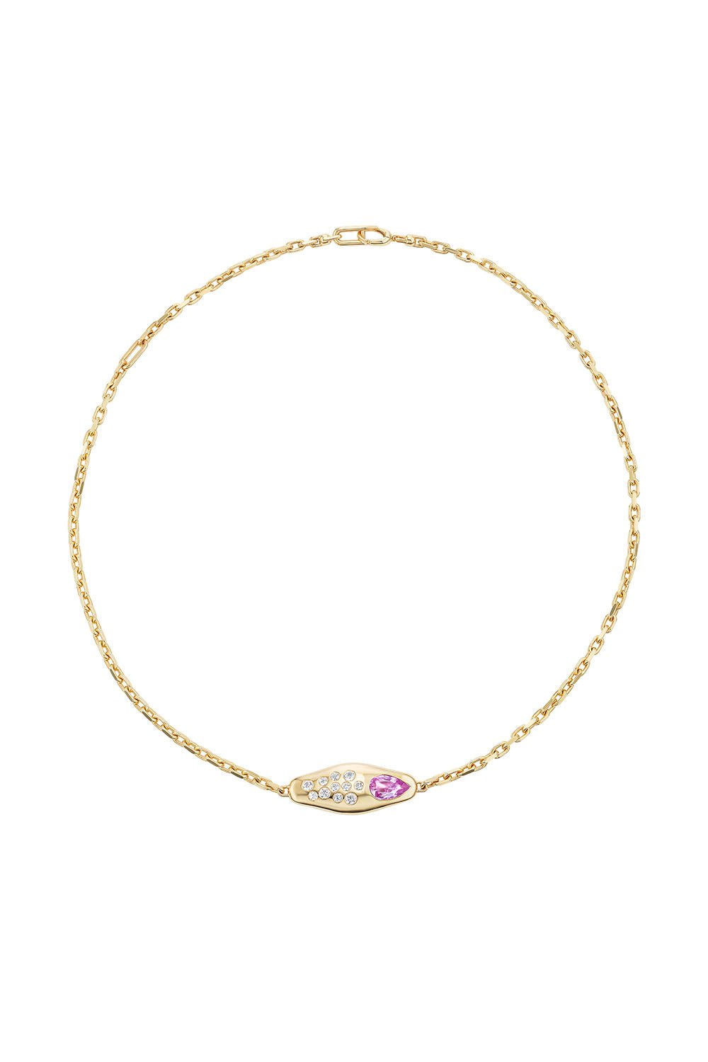 UNIFORM OBJECT-Pink Sapphire Vessel Necklace-YELLOW GOLD