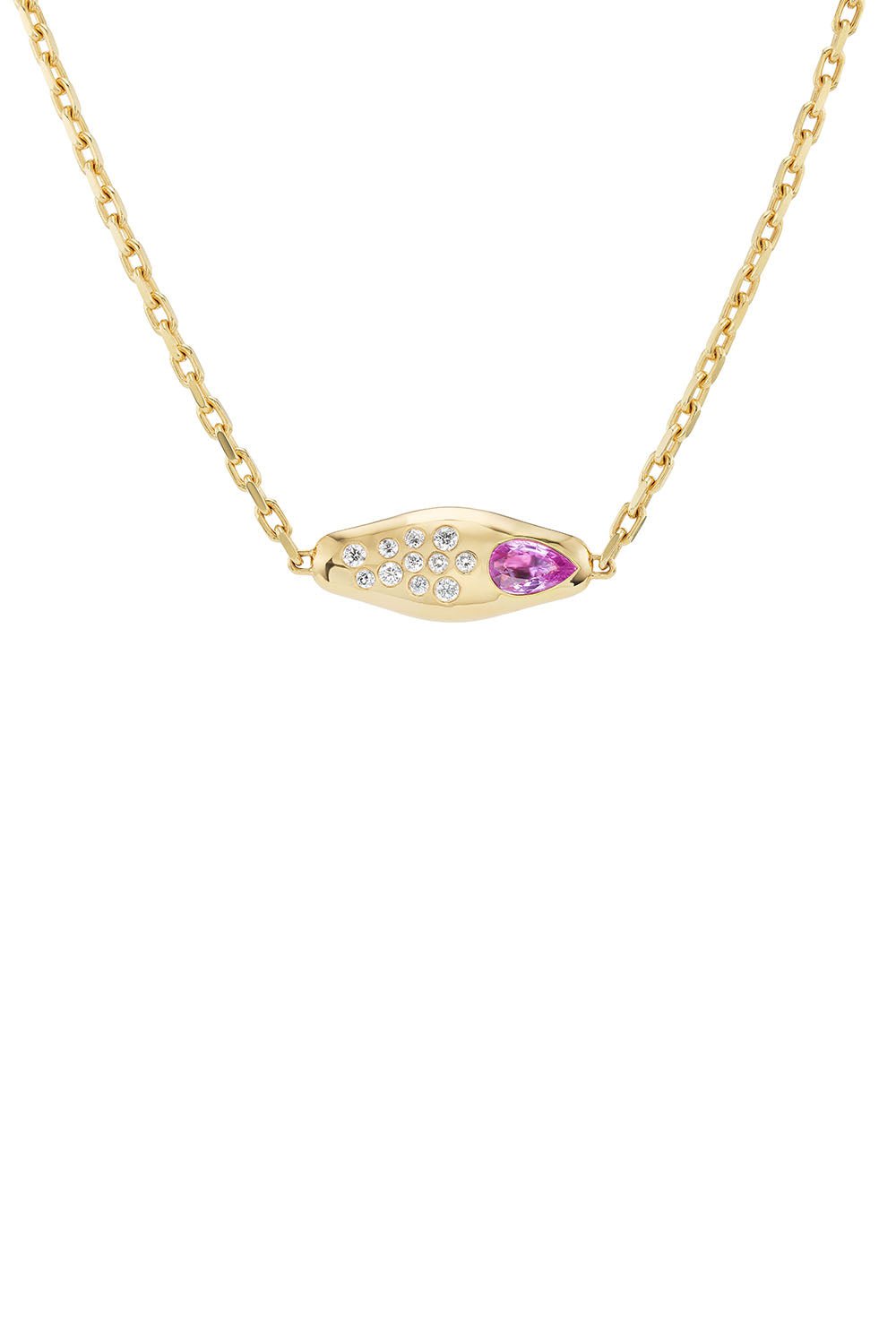 UNIFORM OBJECT-Pink Sapphire Vessel Necklace-YELLOW GOLD